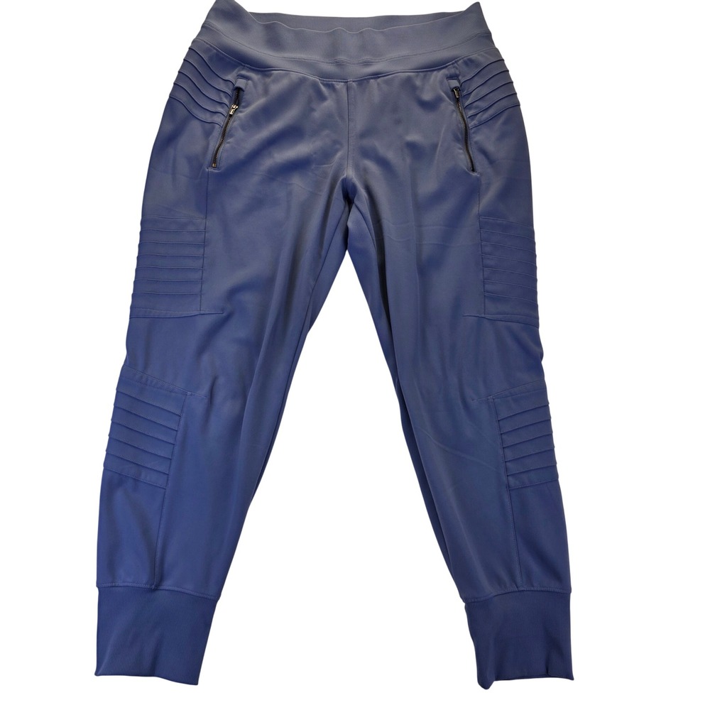 Athleta Venice‎ Moto Jogger Blue Grey Women's L Petite L/P Zip Pocket Activewear